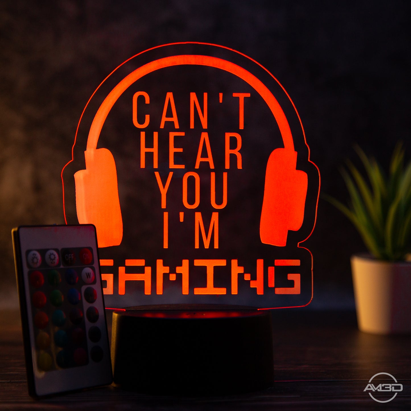 Tischlampe Gaming für Kinderzimmer - I can’t hear you - LED Nachtlicht aus Acryl