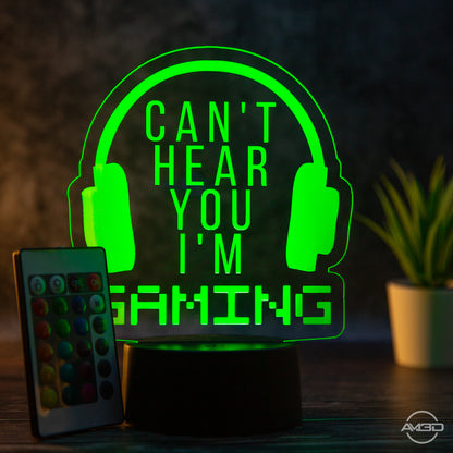 Tischlampe Gaming für Kinderzimmer - I can’t hear you - LED Nachtlicht aus Acryl