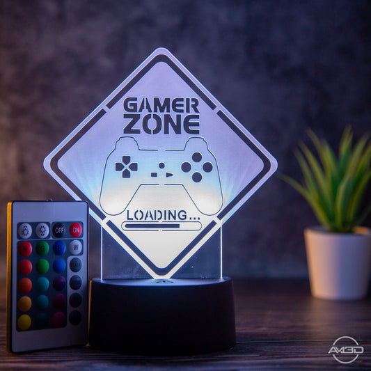 Tischlampe Gaming für Kinderzimmer - Gamer Zone - LED Nachtlicht aus Acryl