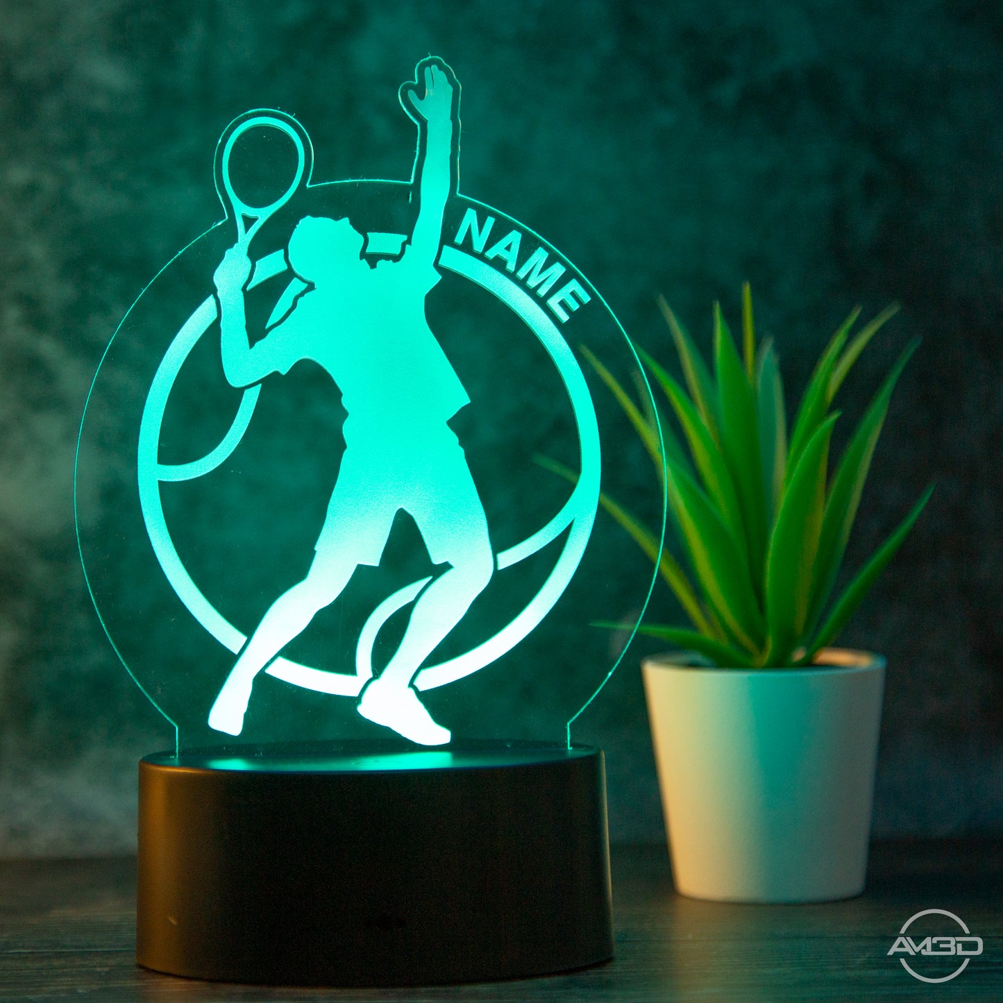 personalisierte Tischlampe Tennisspieler LED Nachtlicht aus Acryl