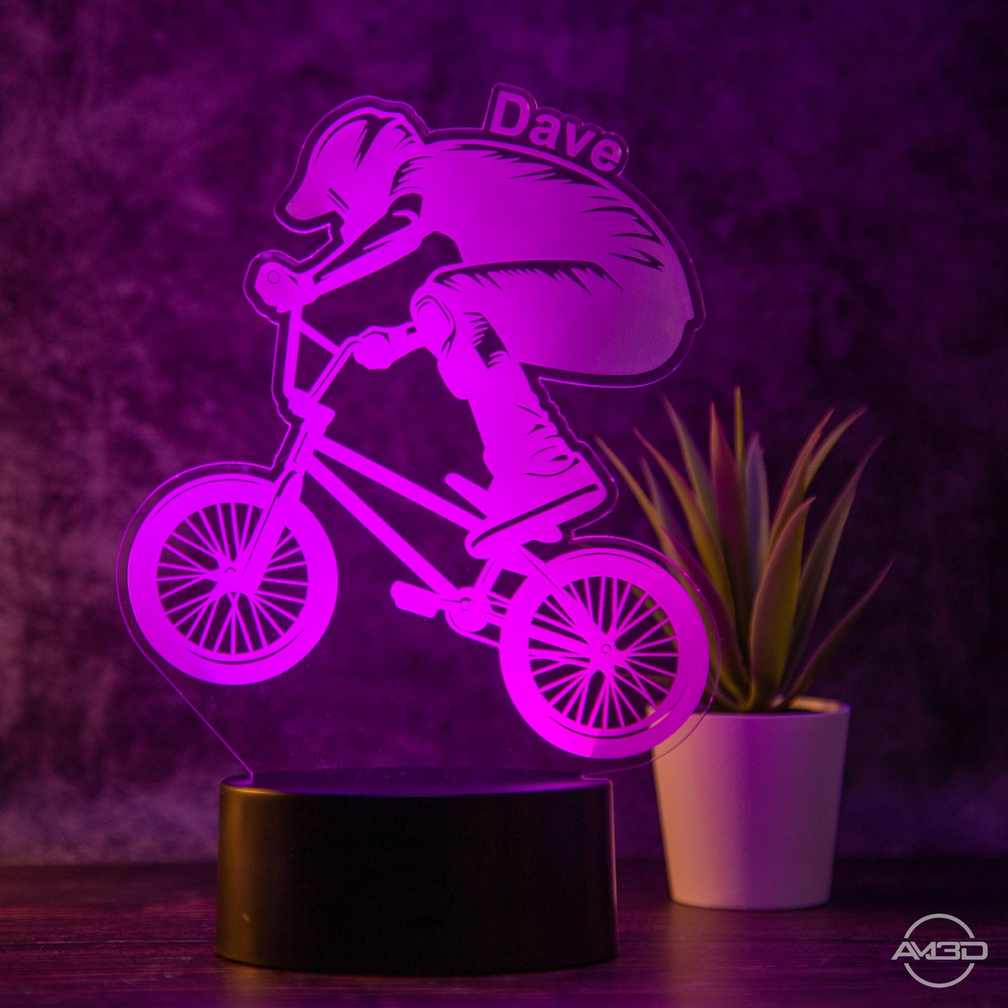 personalisierte Lampe BMX Nachtlicht fürs Kinderzimmer / Tischlampe LED Acryl