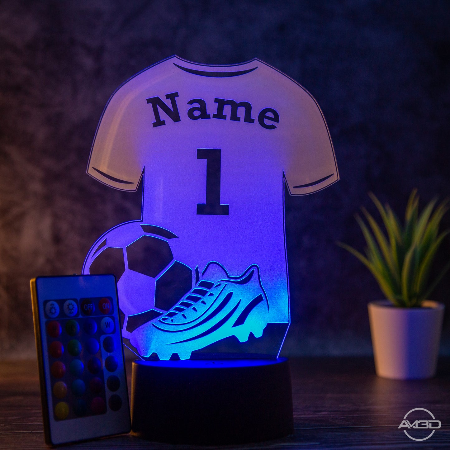 Personalisierbare LED Tischlampe aus Acryl mit Fußballtrikot – Das perfekte Geschenk für Fußballfans!