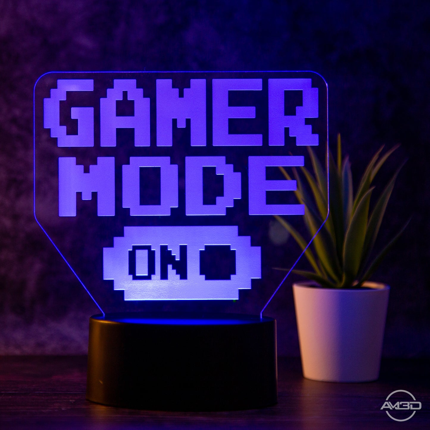 Tischlampe Gaming für Kinderzimmer - Gamer Mode On - LED Nachtlicht aus Acryl, Gamer Geschenk