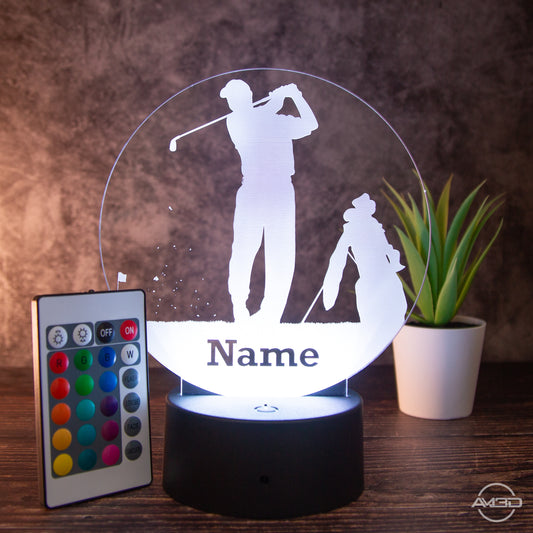 LED Tischlampe aus Acryl - Golfer - Das perfekte Geschenk für Golfer!