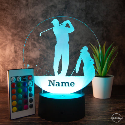 LED Tischlampe aus Acryl - Golfer - Das perfekte Geschenk für Golfer!