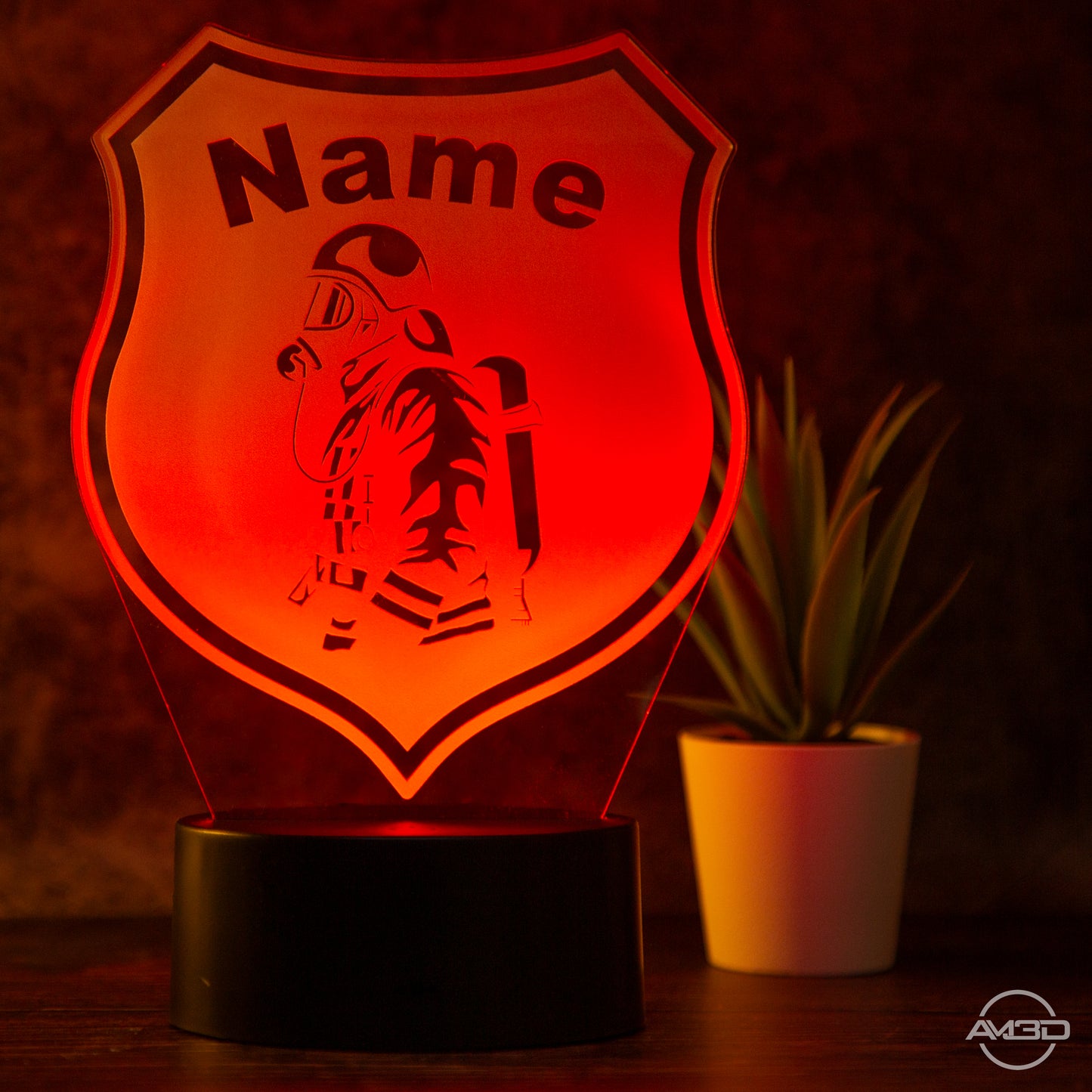 Tischlampe Feuerwehr-Wappen LED Nachtlicht aus Acryl