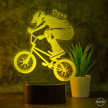 personalisierte Lampe BMX Nachtlicht fürs Kinderzimmer / Tischlampe LED Acryl