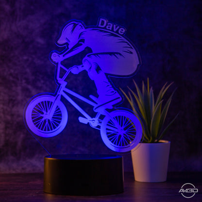 personalisierte Lampe BMX Nachtlicht fürs Kinderzimmer / Tischlampe LED Acryl