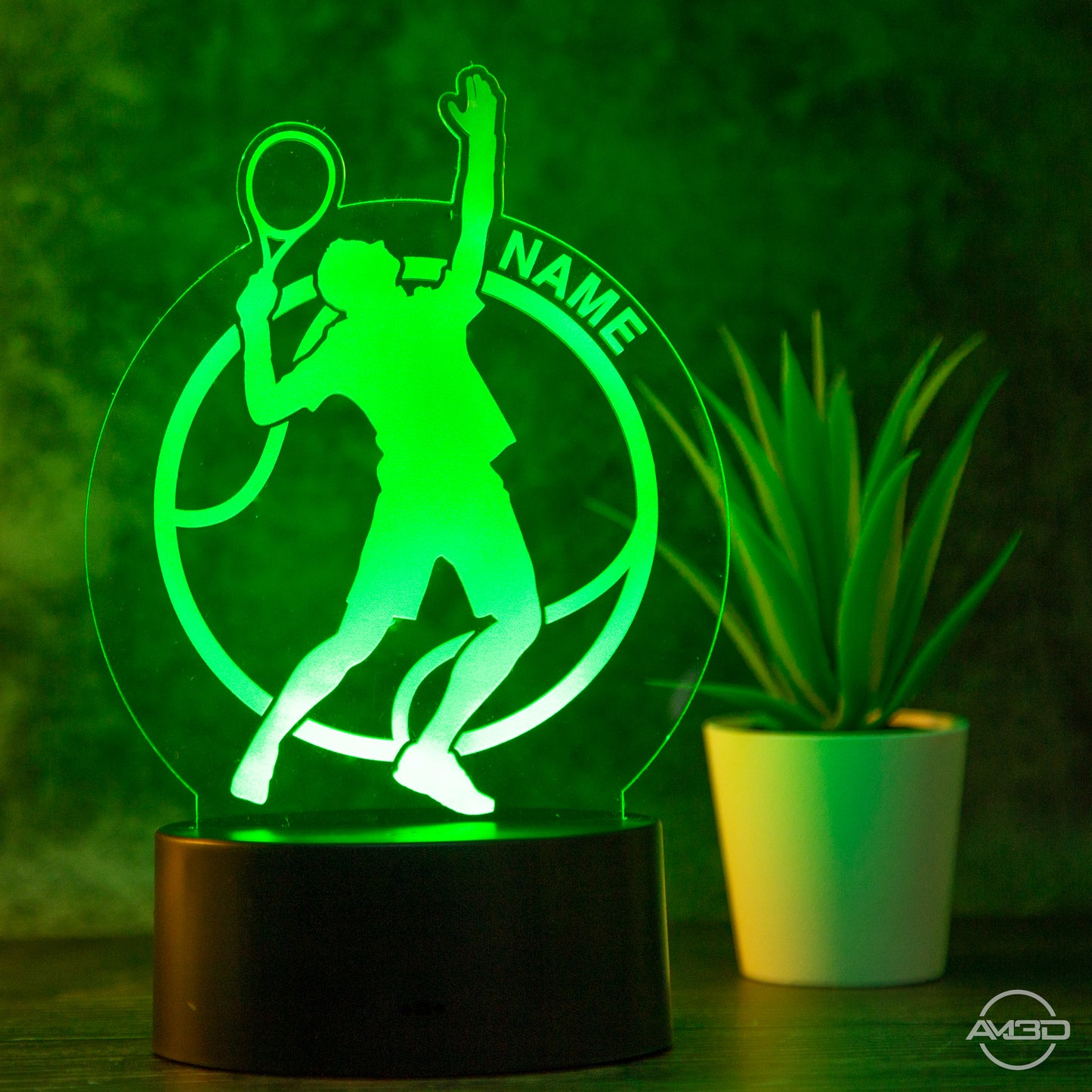 personalisierte Tischlampe Tennisspieler LED Nachtlicht aus Acryl