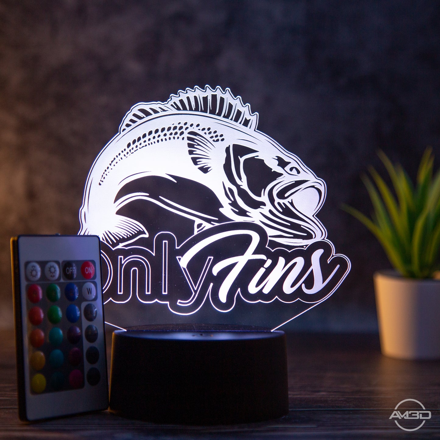 Tischlampe Angeln // Fischen// Nachtlicht LED Acryl // Only Fins