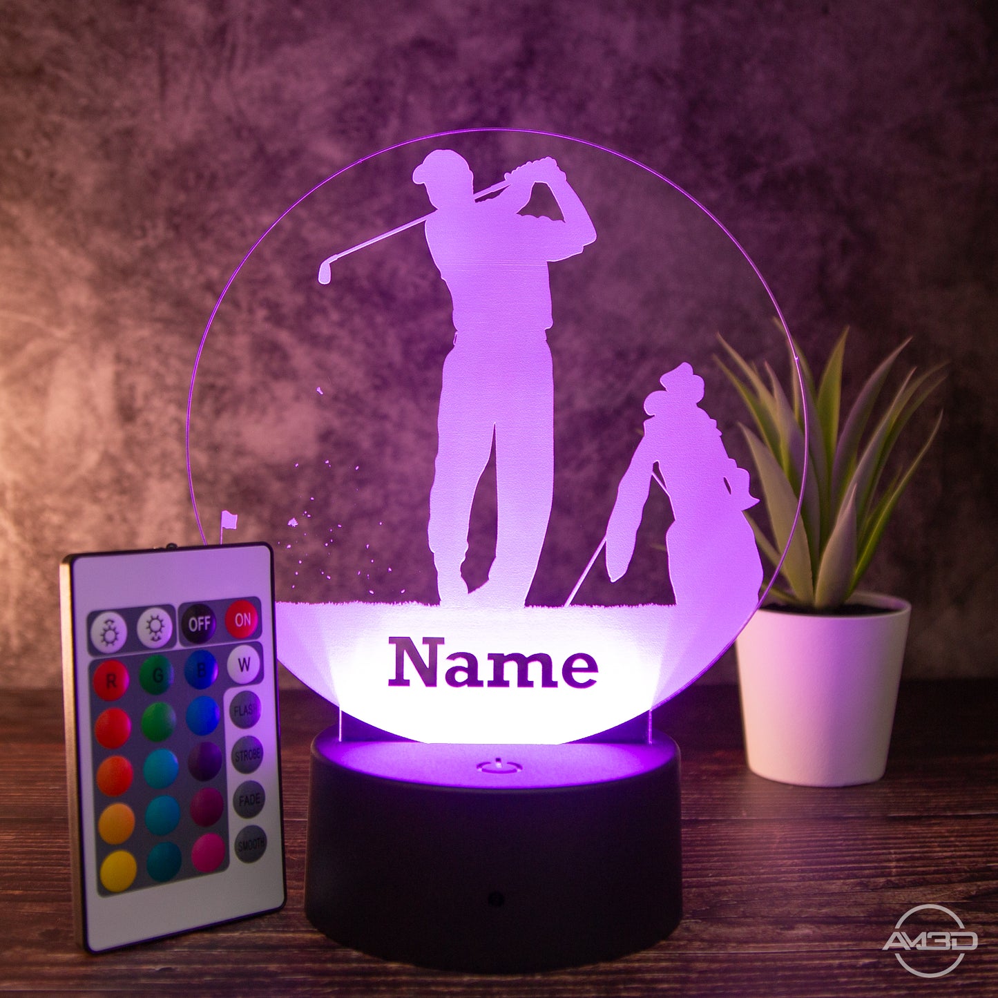 LED Tischlampe aus Acryl - Golfer - Das perfekte Geschenk für Golfer!