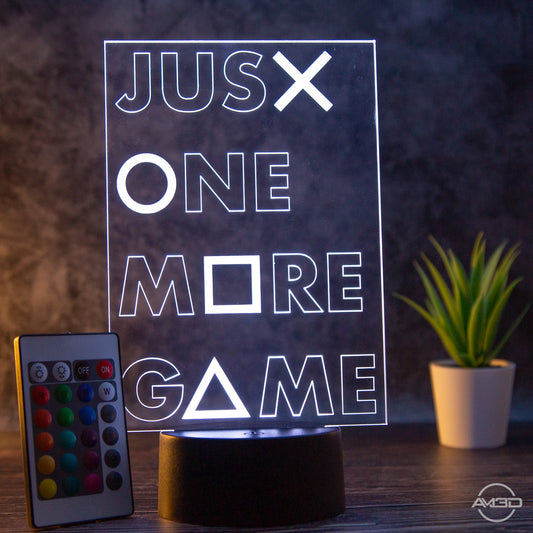 Tischlampe Gaming für Kinderzimmer - Just One More Game - LED Nachtlicht aus Acryl