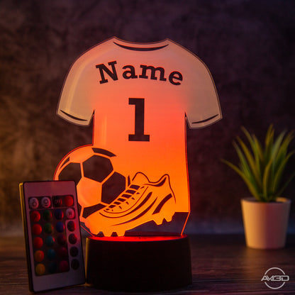 Personalisierbare LED Tischlampe aus Acryl mit Fußballtrikot – Das perfekte Geschenk für Fußballfans!