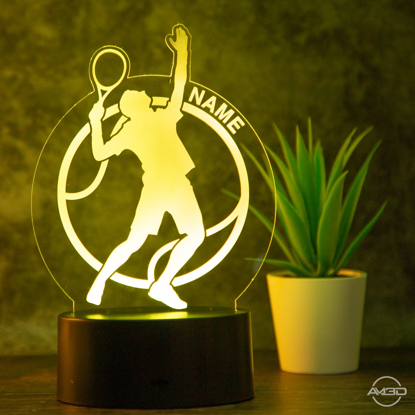 personalisierte Tischlampe Tennisspieler LED Nachtlicht aus Acryl