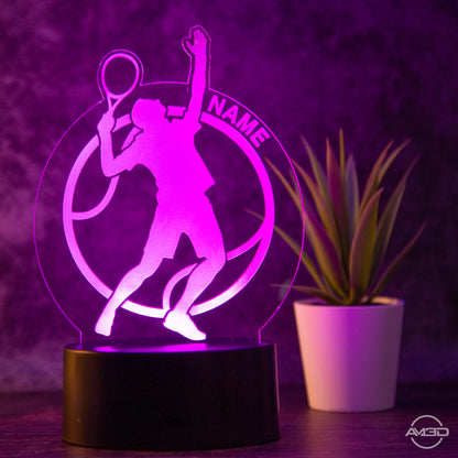 personalisierte Tischlampe Tennisspieler LED Nachtlicht aus Acryl