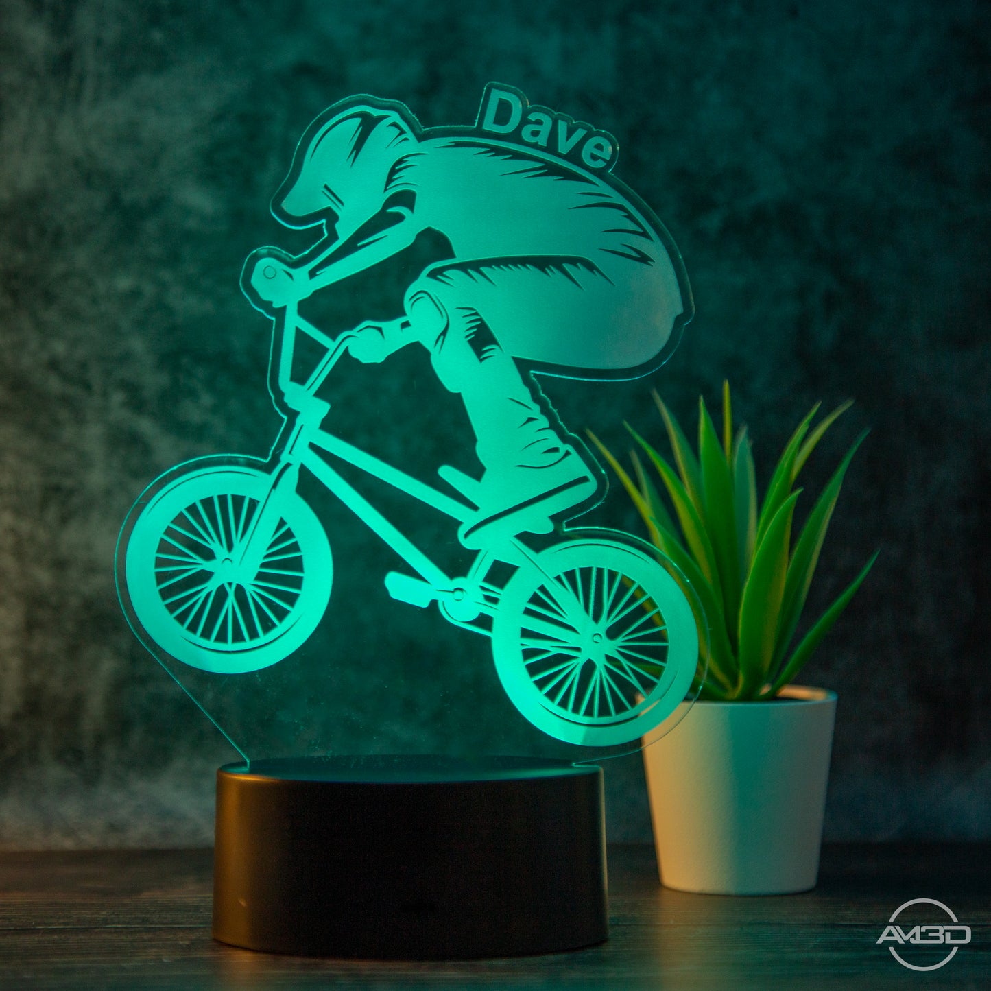 personalisierte Lampe BMX Nachtlicht fürs Kinderzimmer / Tischlampe LED Acryl