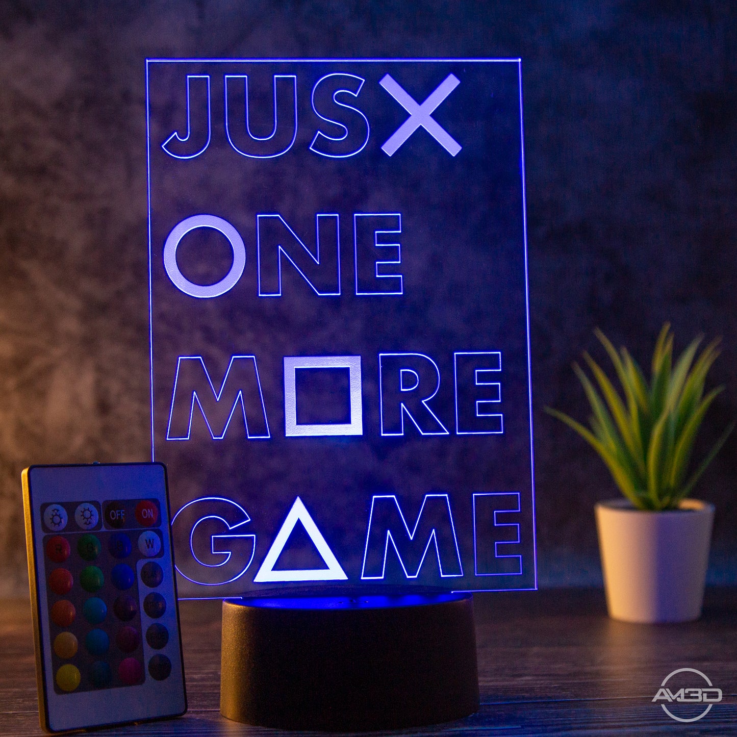 Tischlampe Gaming für Kinderzimmer - Just One More Game - LED Nachtlicht aus Acryl