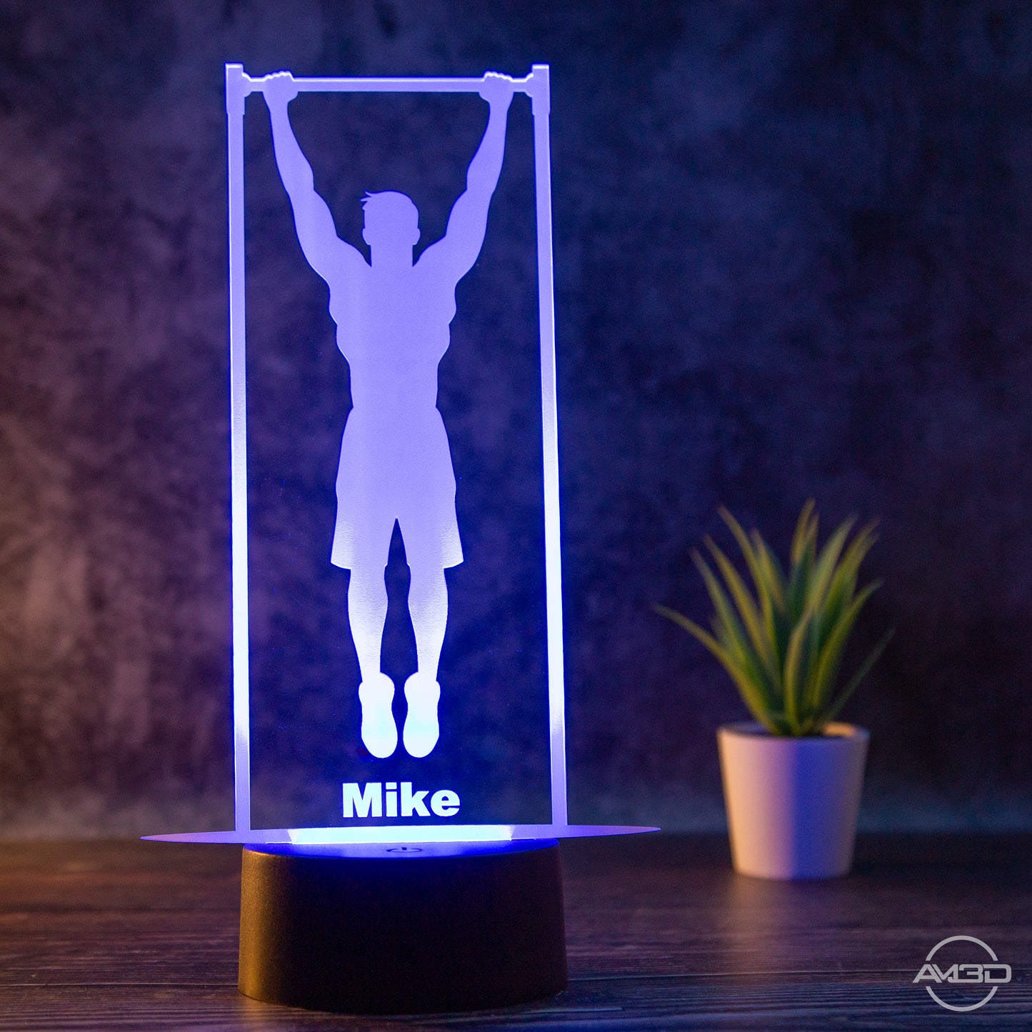 Personalisierbare LED Tischlampe aus Acryl Calisthenics, Klimmzug, Sport