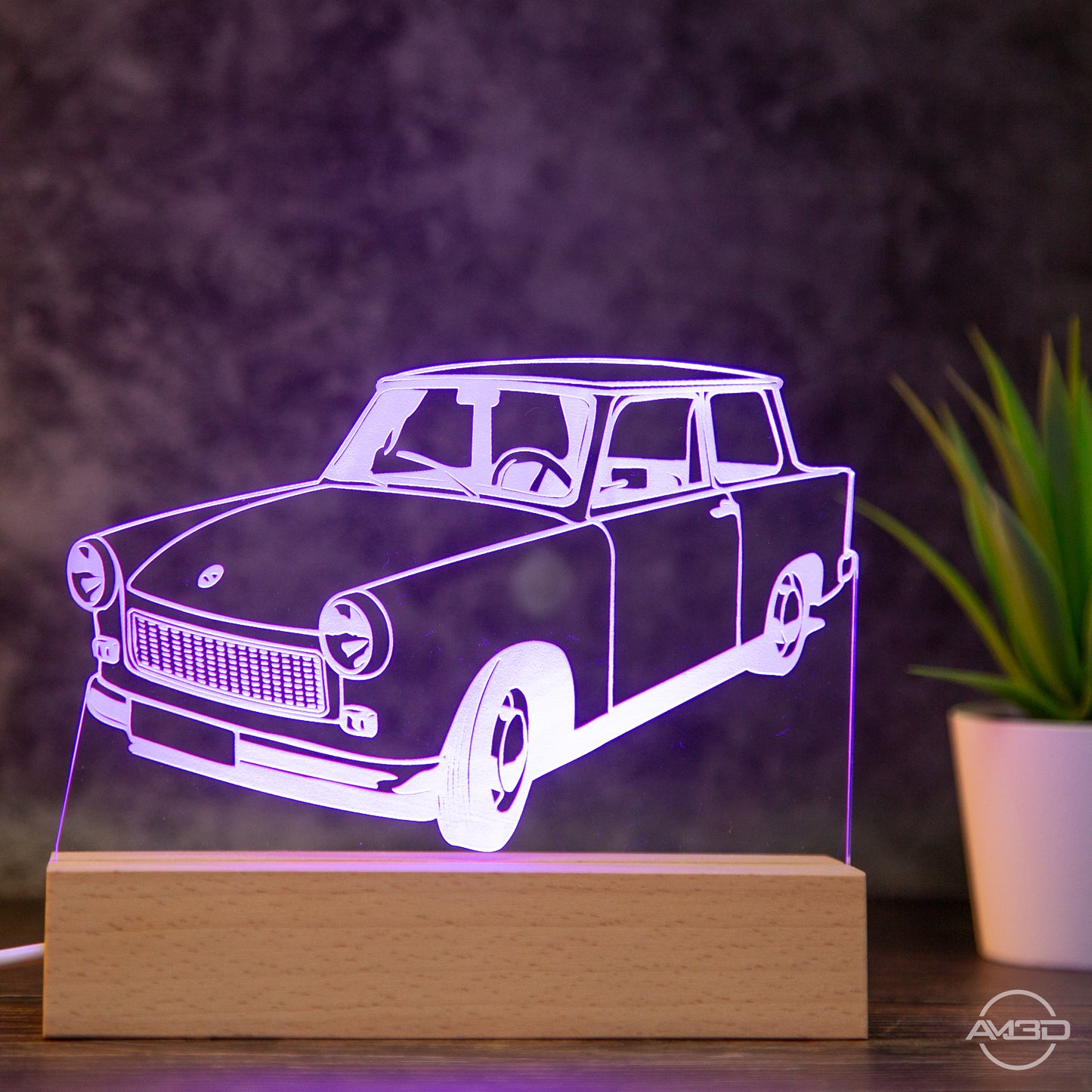 LED Tischlampe aus Acryl für Oldtimer-Fans