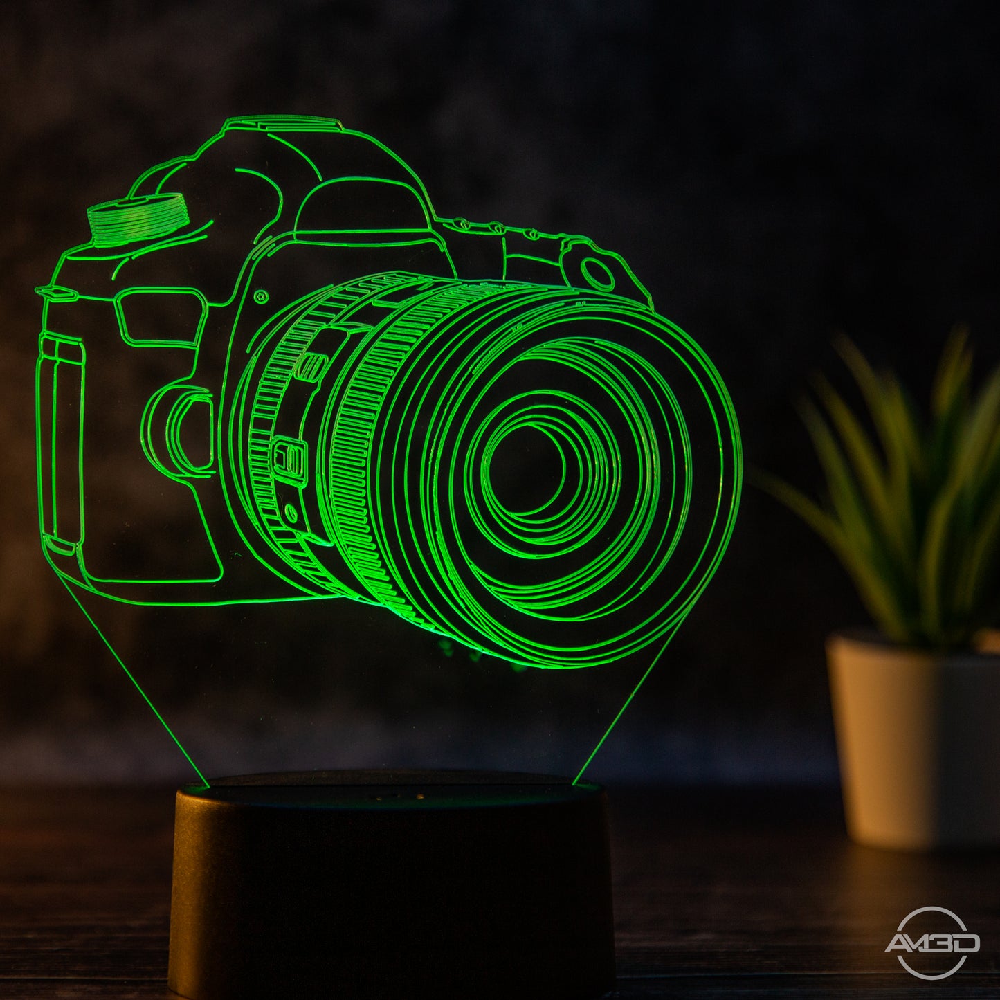 Tischlampe Kamera // Fotograf // Nachtlicht LED Acryl // Geschenk für Fotografen