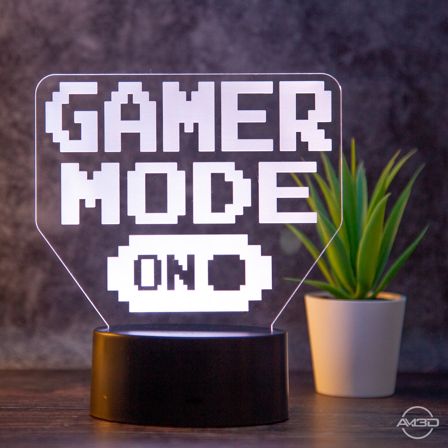 Tischlampe Gaming für Kinderzimmer - Gamer Mode On - LED Nachtlicht aus Acryl, Gamer Geschenk