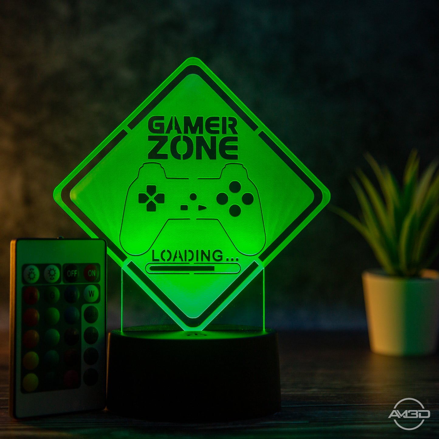 Tischlampe Gaming für Kinderzimmer - Gamer Zone - LED Nachtlicht aus Acryl