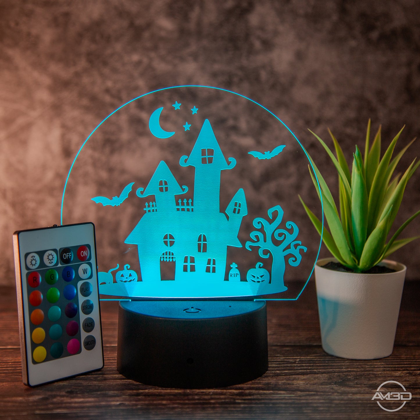 Halloween Deko LED-Lampe: Magisches Spukhaus mit Farbwechsel