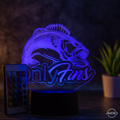 Tischlampe Angeln // Fischen// Nachtlicht LED Acryl // Only Fins