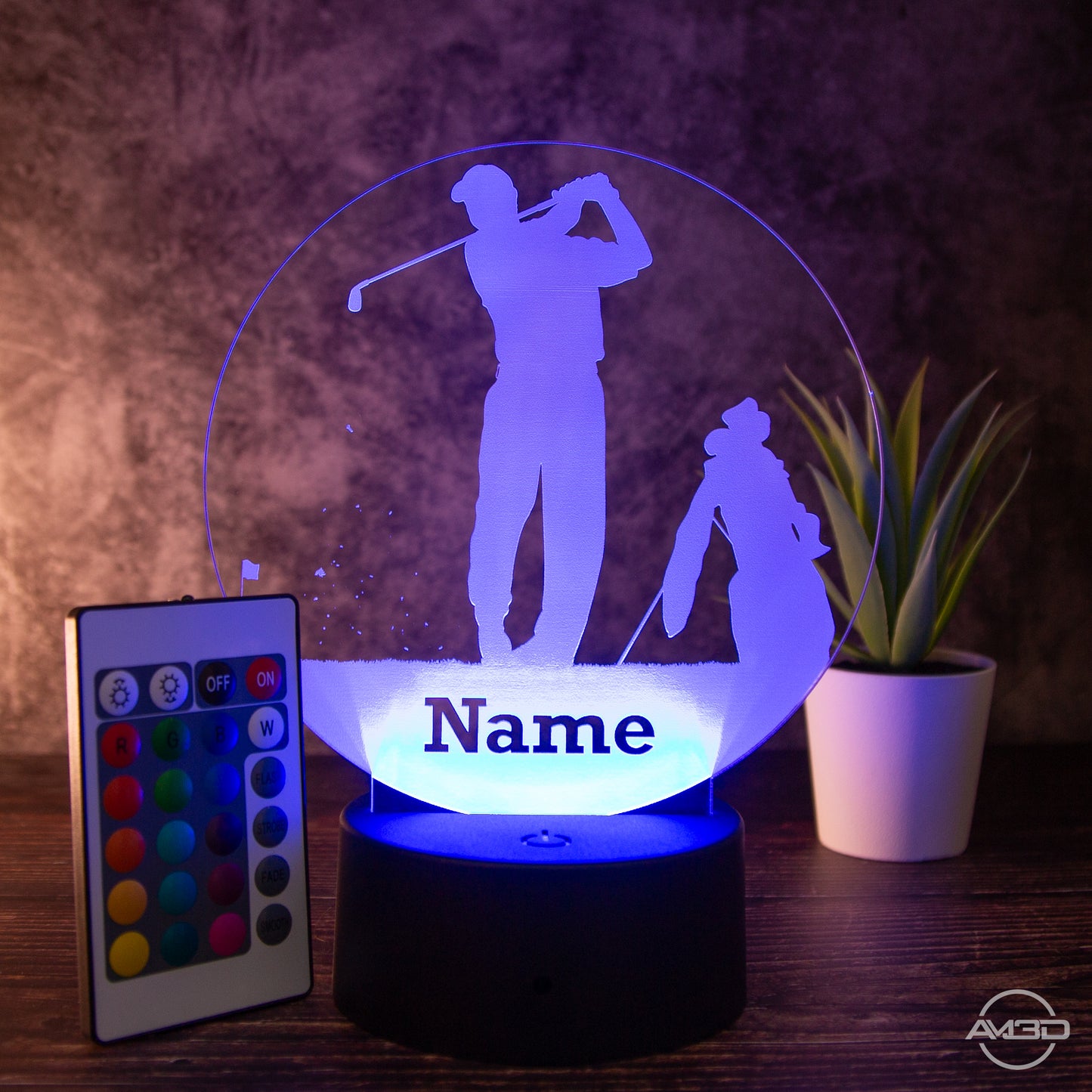 LED Tischlampe aus Acryl - Golfer - Das perfekte Geschenk für Golfer!