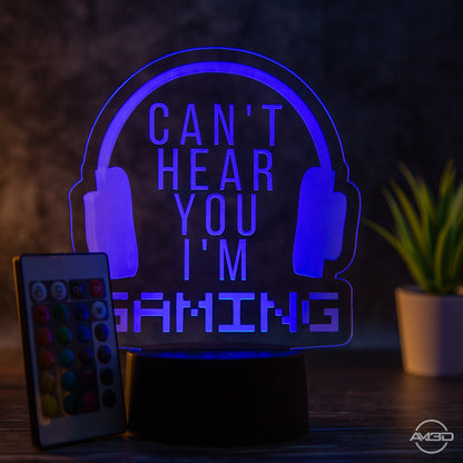 Tischlampe Gaming für Kinderzimmer - I can’t hear you - LED Nachtlicht aus Acryl