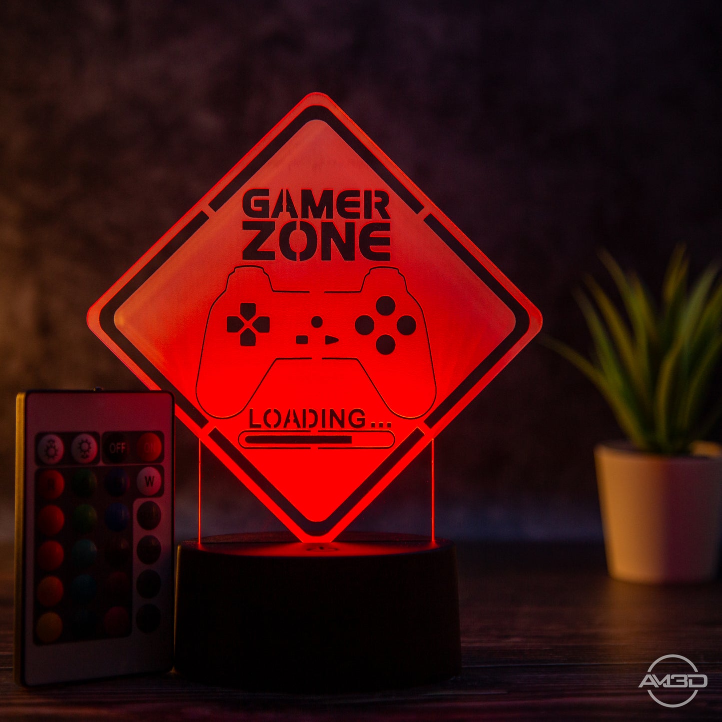 Tischlampe Gaming für Kinderzimmer - Gamer Zone - LED Nachtlicht aus Acryl