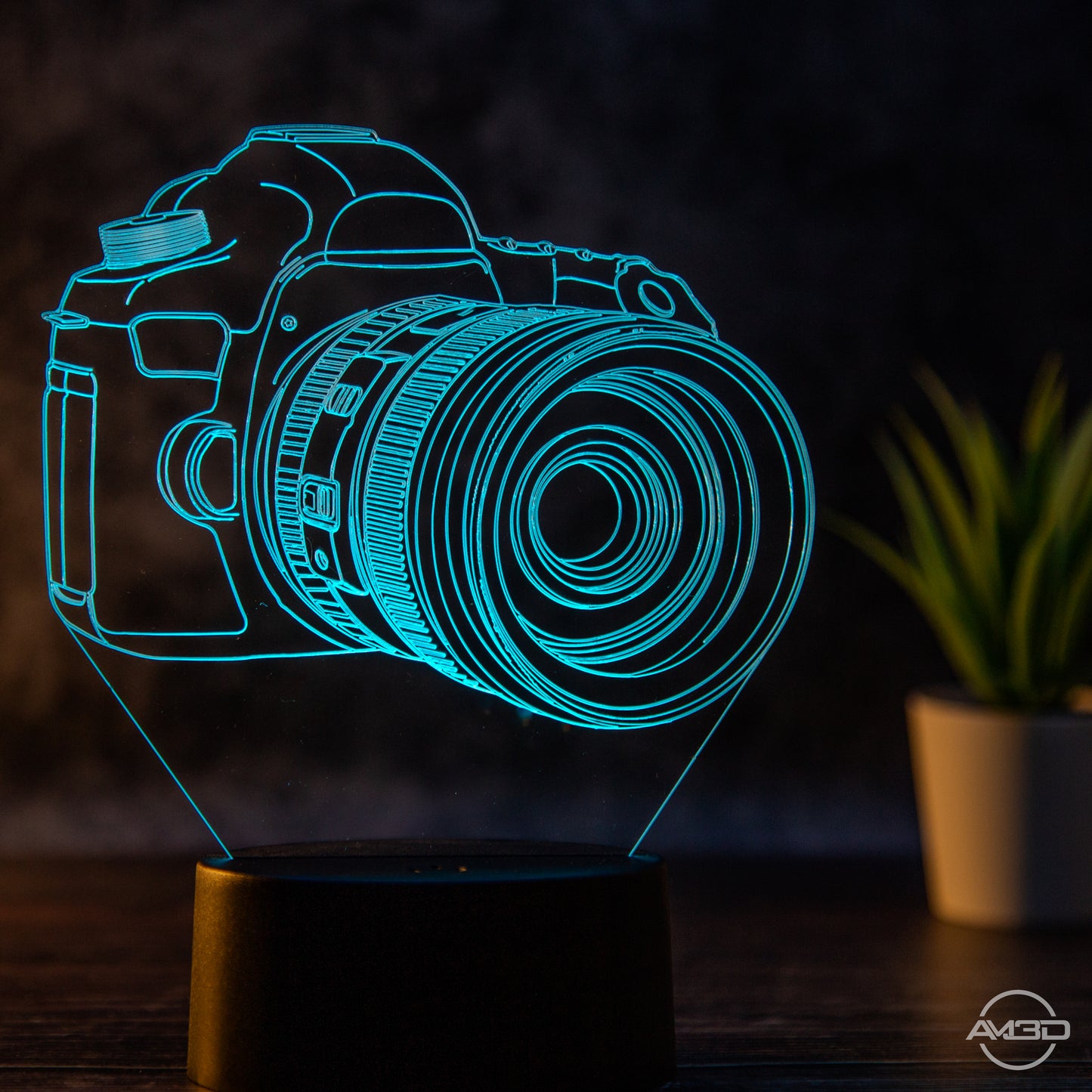 Tischlampe Kamera // Fotograf // Nachtlicht LED Acryl // Geschenk für Fotografen