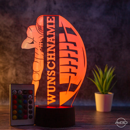 Personalisierbare LED-Tischlampe aus Acryl mit Football-Spieler – Perfektes Geschenk für Football-Fans