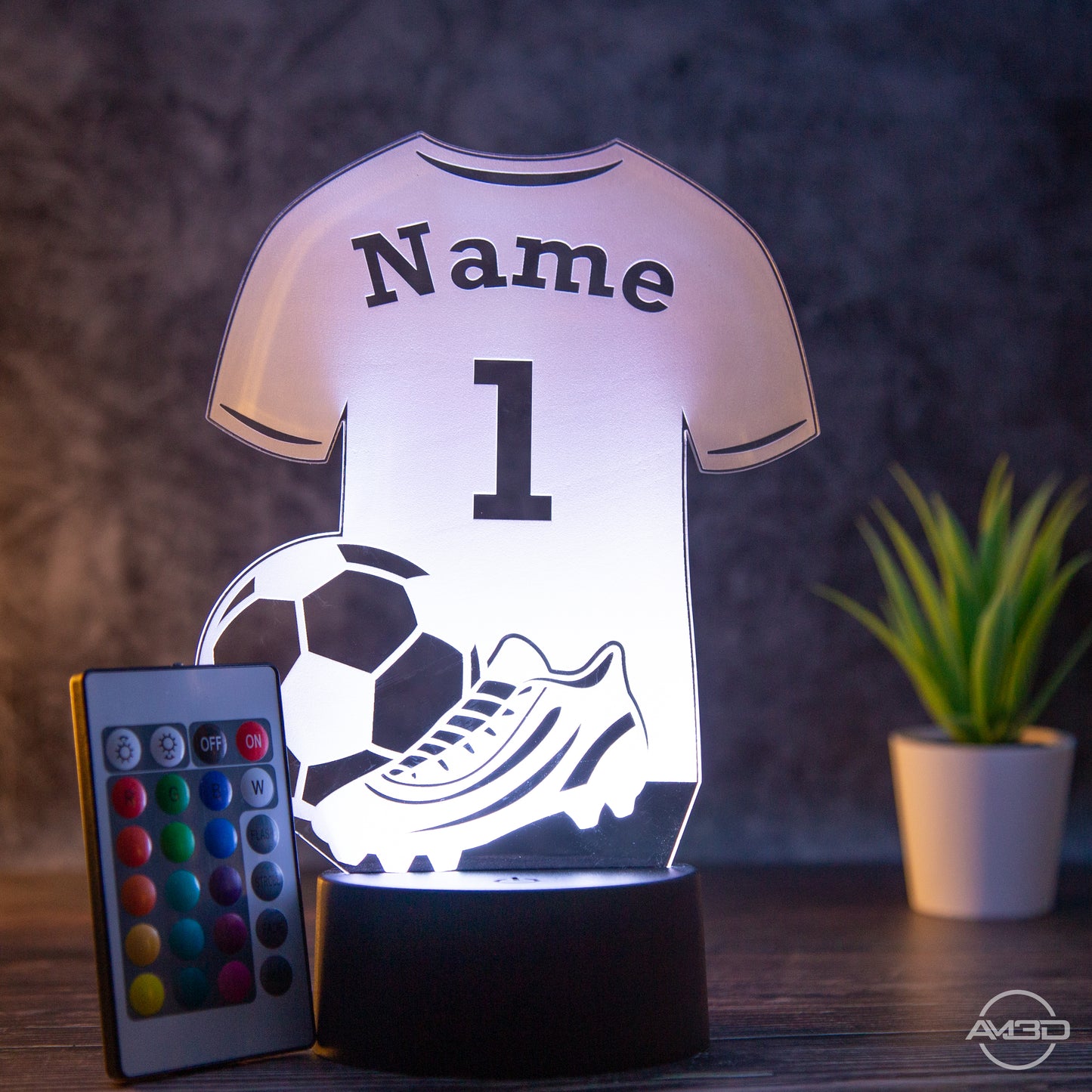 Personalisierbare LED Tischlampe aus Acryl mit Fußballtrikot – Das perfekte Geschenk für Fußballfans!