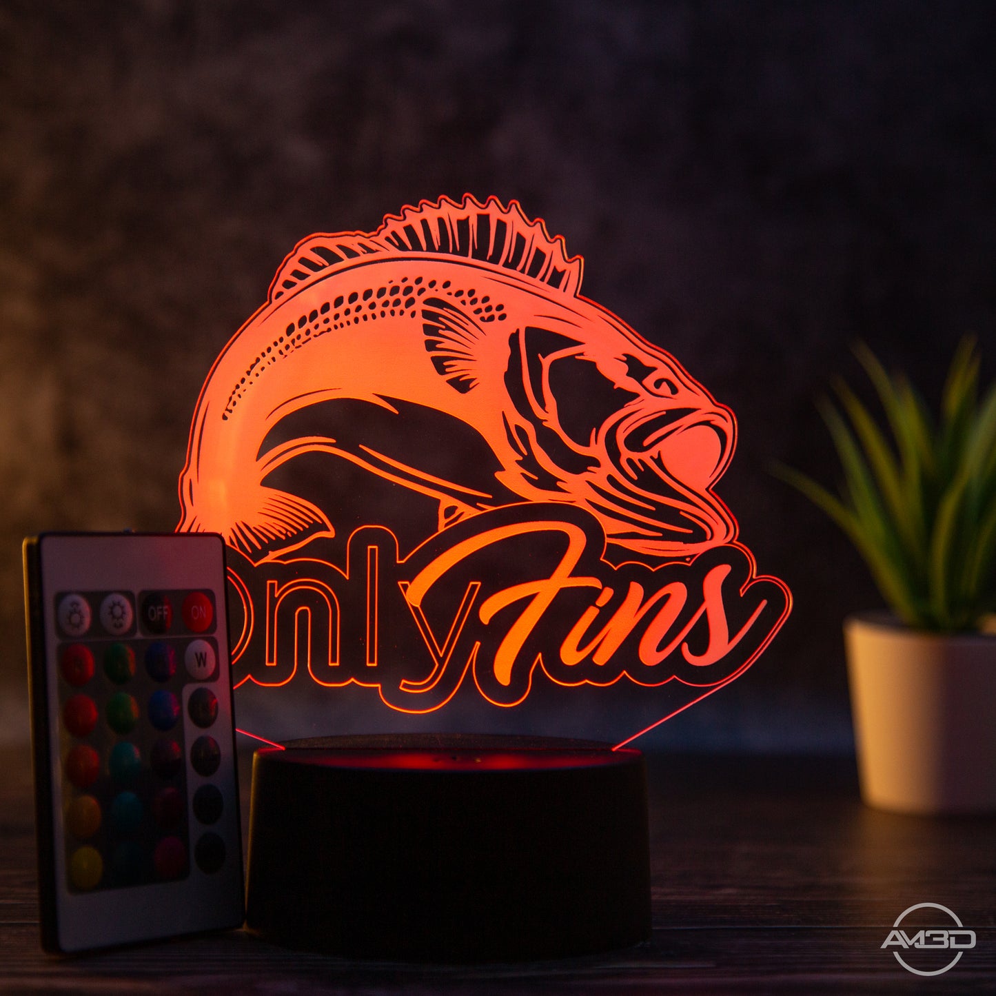 Tischlampe Angeln // Fischen// Nachtlicht LED Acryl // Only Fins