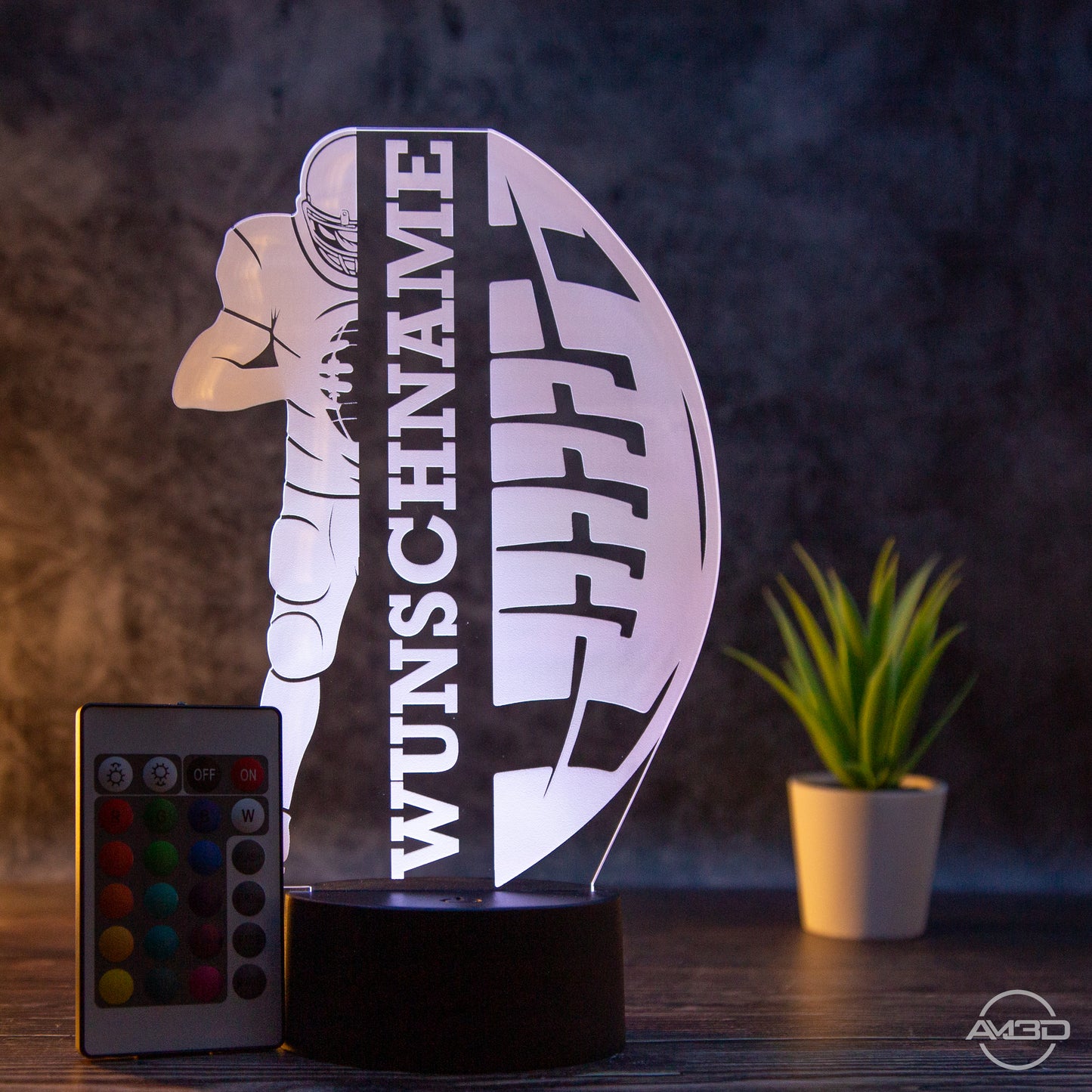 Personalisierbare LED-Tischlampe aus Acryl mit Football-Spieler – Perfektes Geschenk für Football-Fans