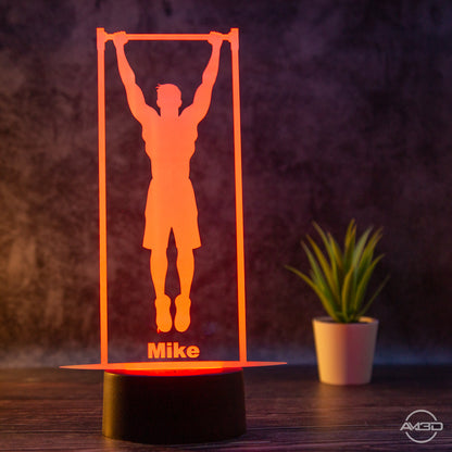 Personalisierbare LED Tischlampe aus Acryl Calisthenics, Klimmzug, Sport