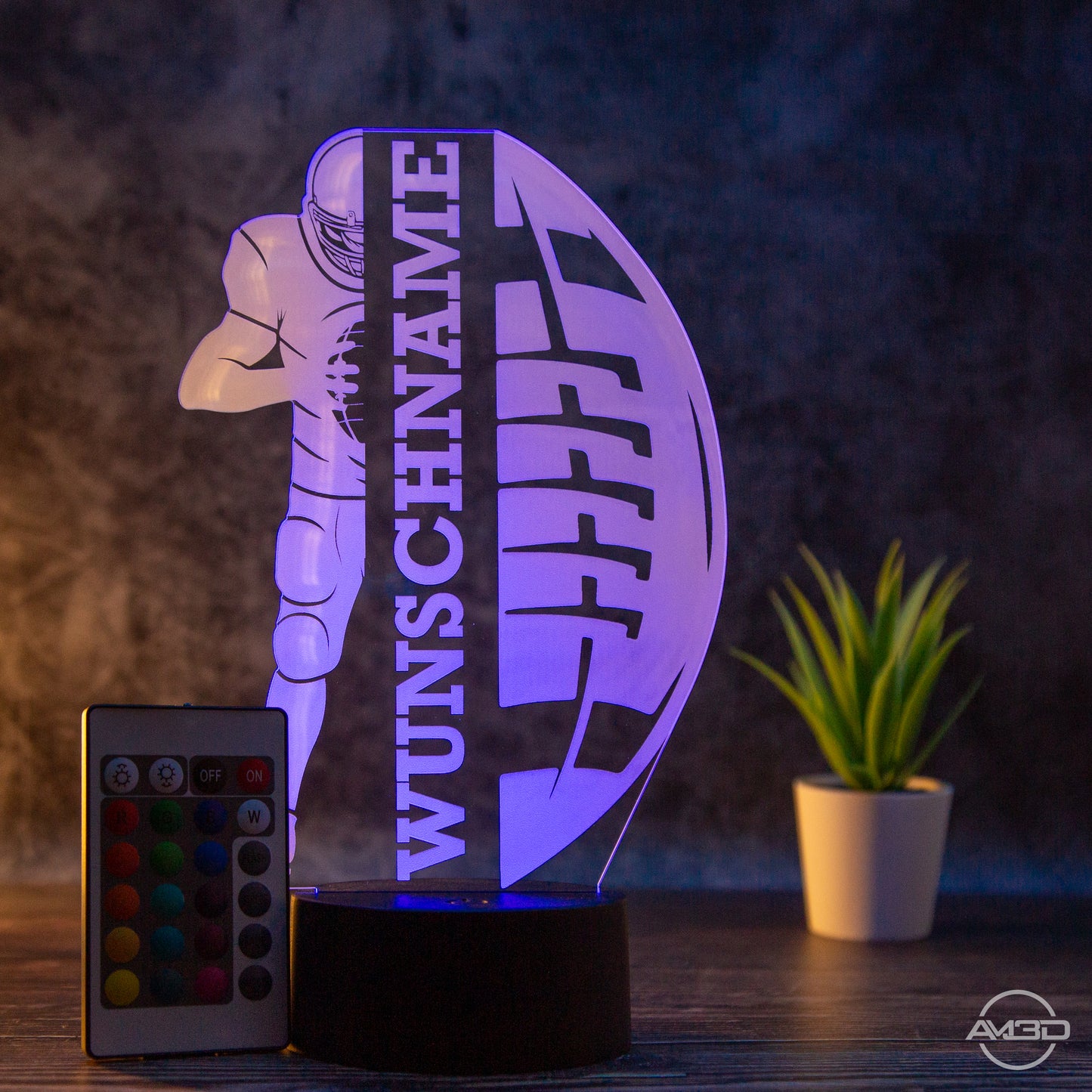 Personalisierbare LED-Tischlampe aus Acryl mit Football-Spieler – Perfektes Geschenk für Football-Fans