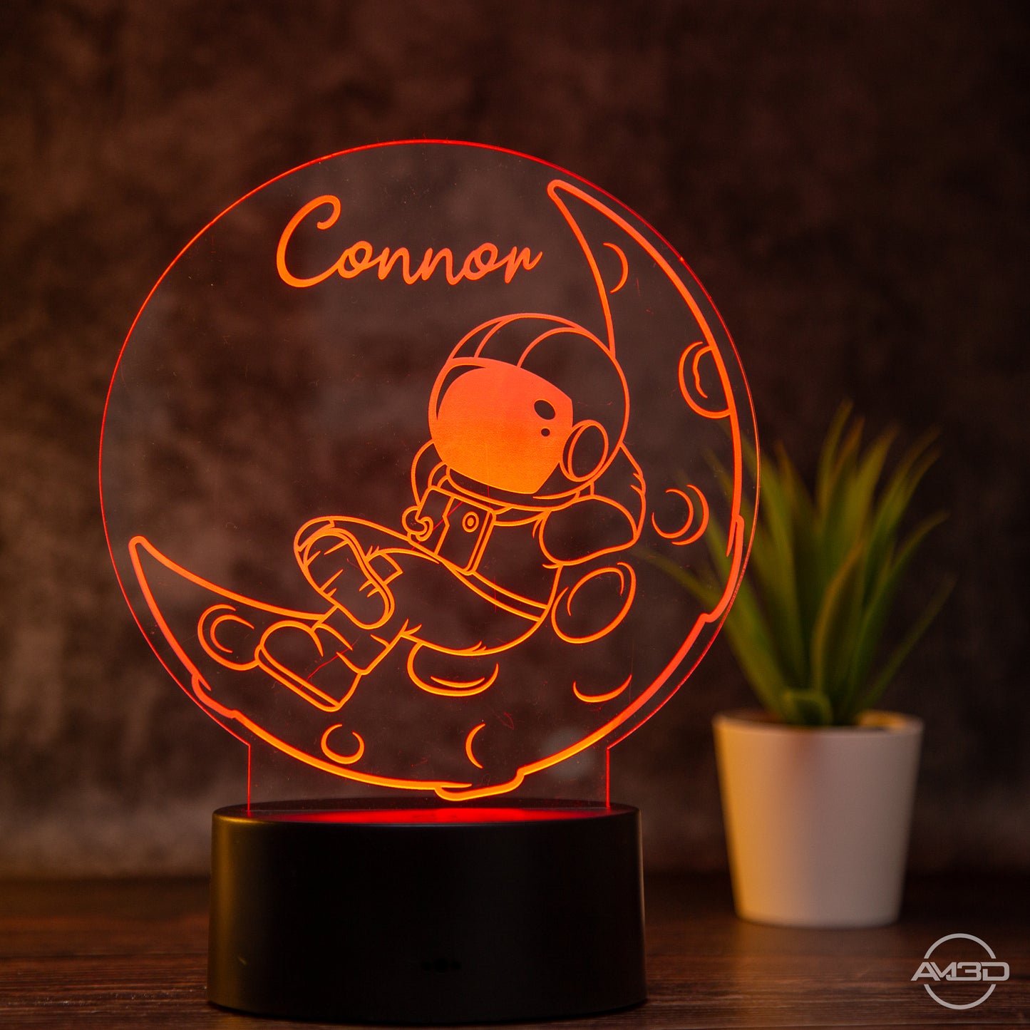 personalisiertes Nachtlicht fürs Kinderzimmer "Astronaut" / Tischlampe LED Acryl