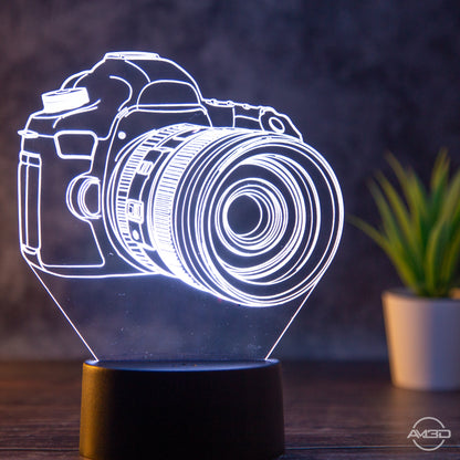 Tischlampe Kamera // Fotograf // Nachtlicht LED Acryl // Geschenk für Fotografen