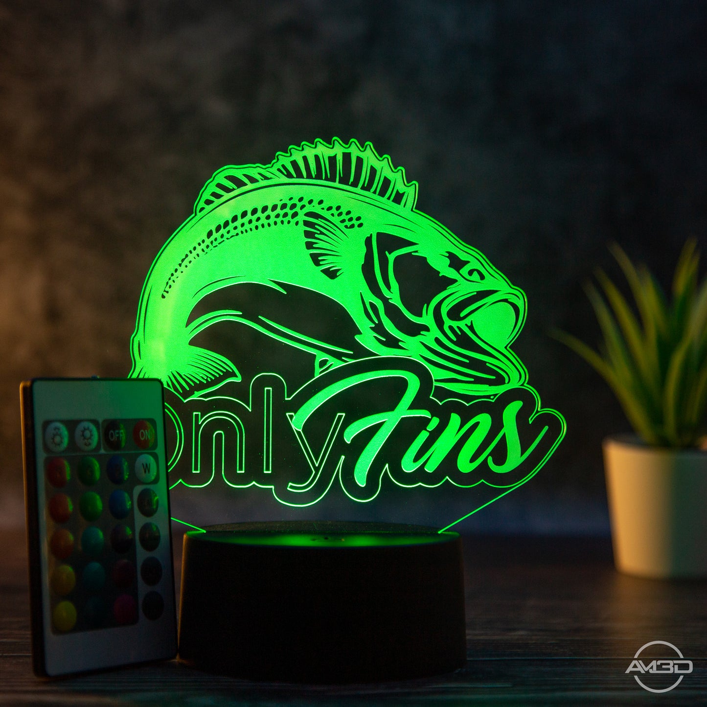 Tischlampe Angeln // Fischen// Nachtlicht LED Acryl // Only Fins