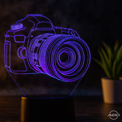 Tischlampe Kamera // Fotograf // Nachtlicht LED Acryl // Geschenk für Fotografen