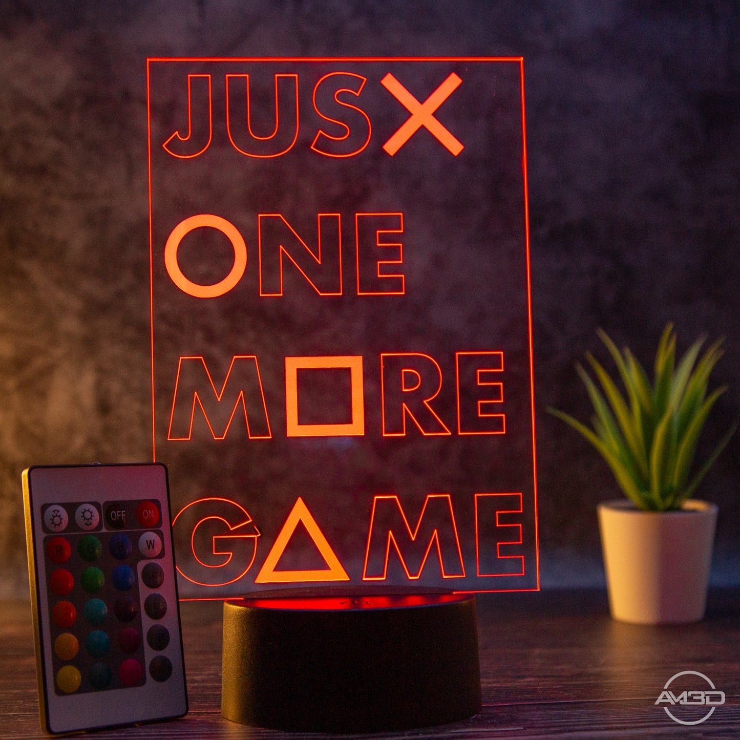 Tischlampe Gaming für Kinderzimmer - Just One More Game - LED Nachtlicht aus Acryl