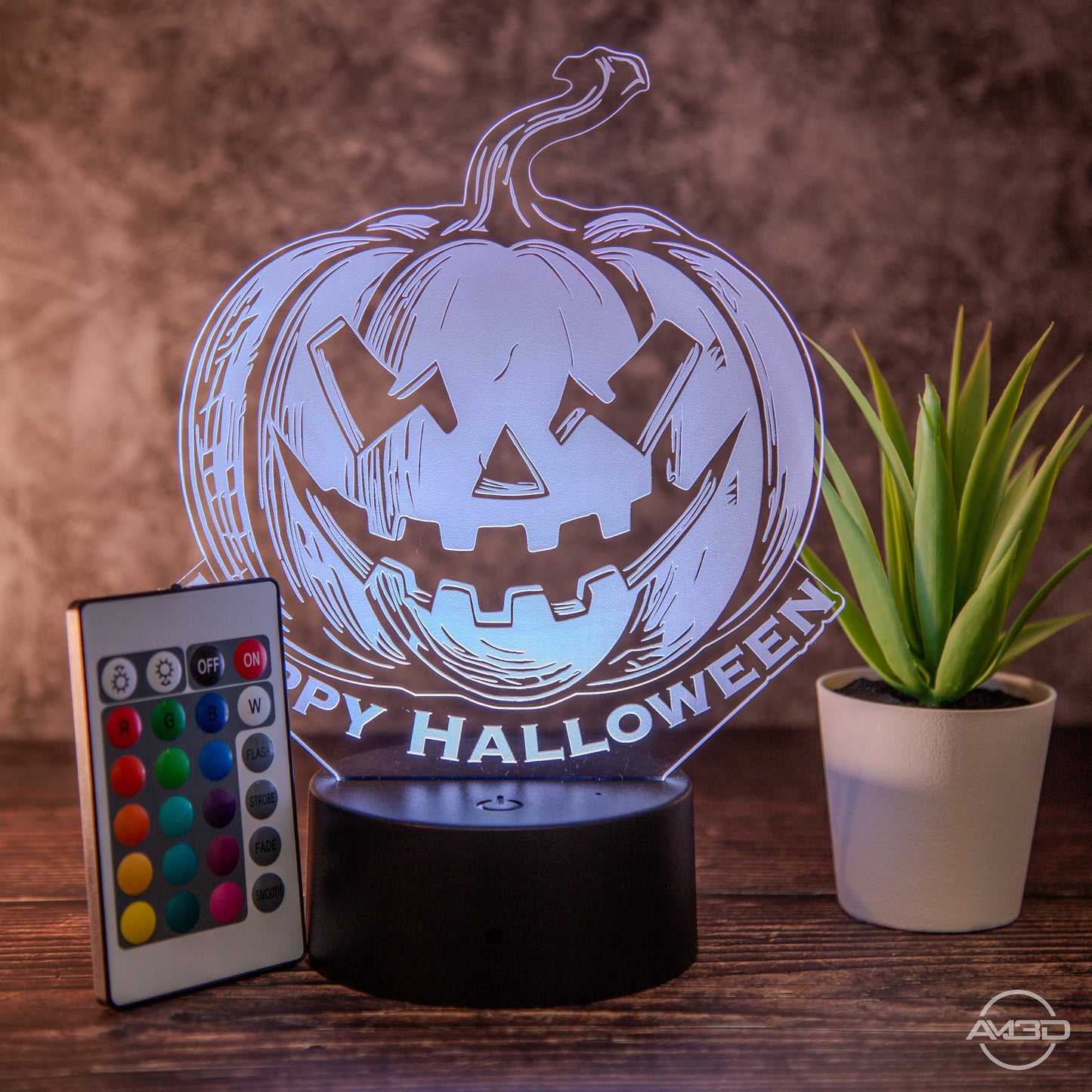 LED Halloween-Lampe mit Gruseligem Kürbis-Design und Fernbedienung - Stimmungsvolle Dekoration