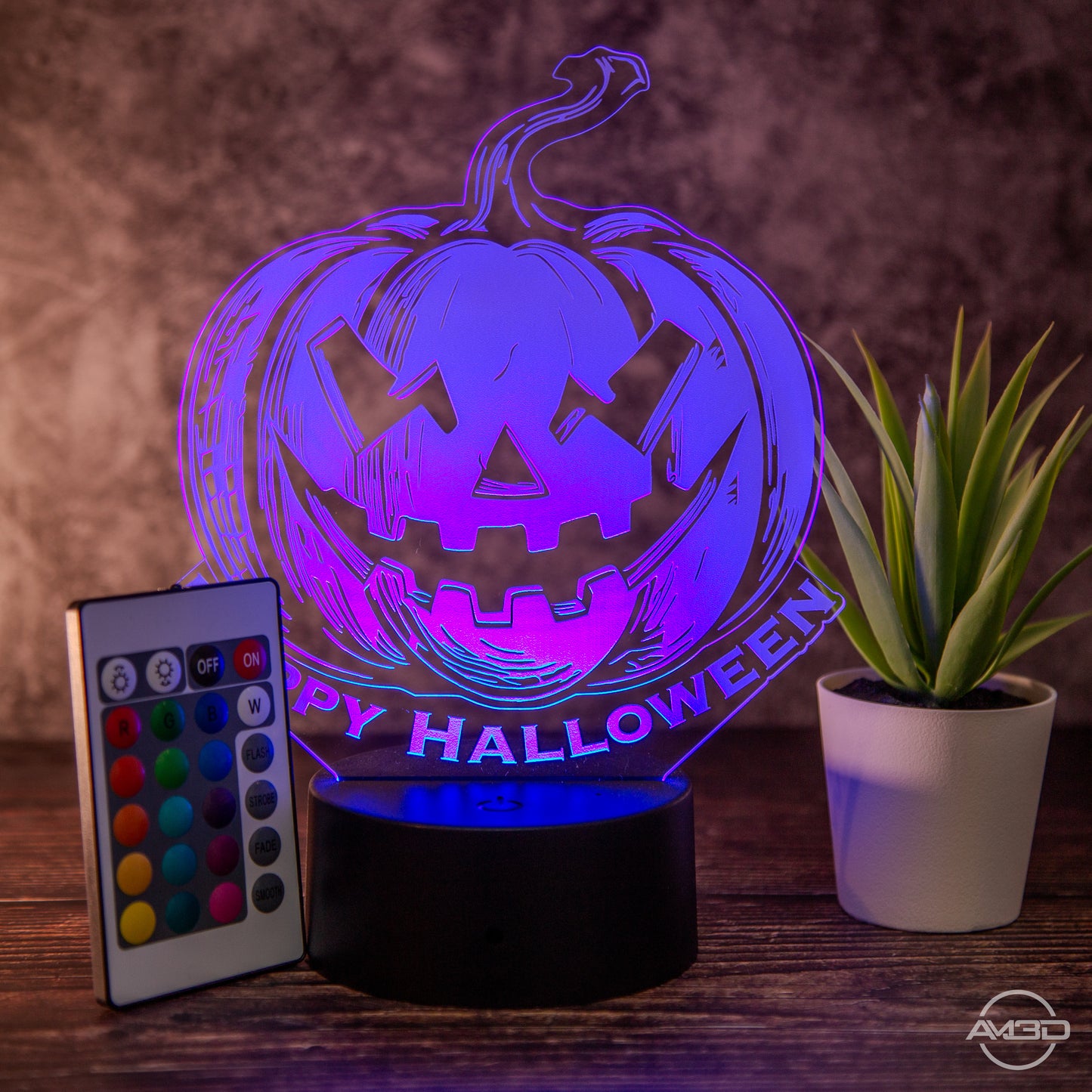 LED Halloween-Lampe mit Gruseligem Kürbis-Design und Fernbedienung - Stimmungsvolle Dekoration