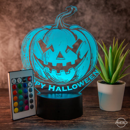 LED Halloween-Lampe mit Gruseligem Kürbis-Design und Fernbedienung - Stimmungsvolle Dekoration