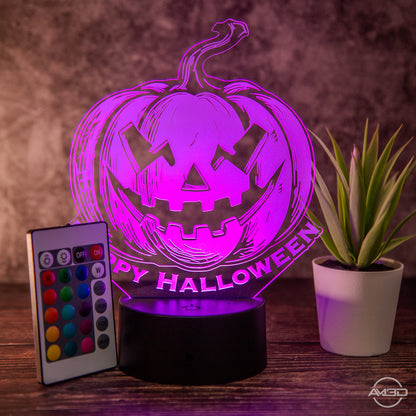 LED Halloween-Lampe mit Gruseligem Kürbis-Design und Fernbedienung - Stimmungsvolle Dekoration