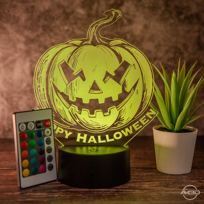 LED Halloween-Lampe mit Gruseligem Kürbis-Design und Fernbedienung - Stimmungsvolle Dekoration