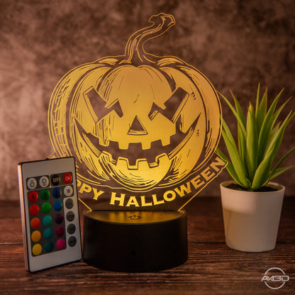 LED Halloween-Lampe mit Gruseligem Kürbis-Design und Fernbedienung - Stimmungsvolle Dekoration