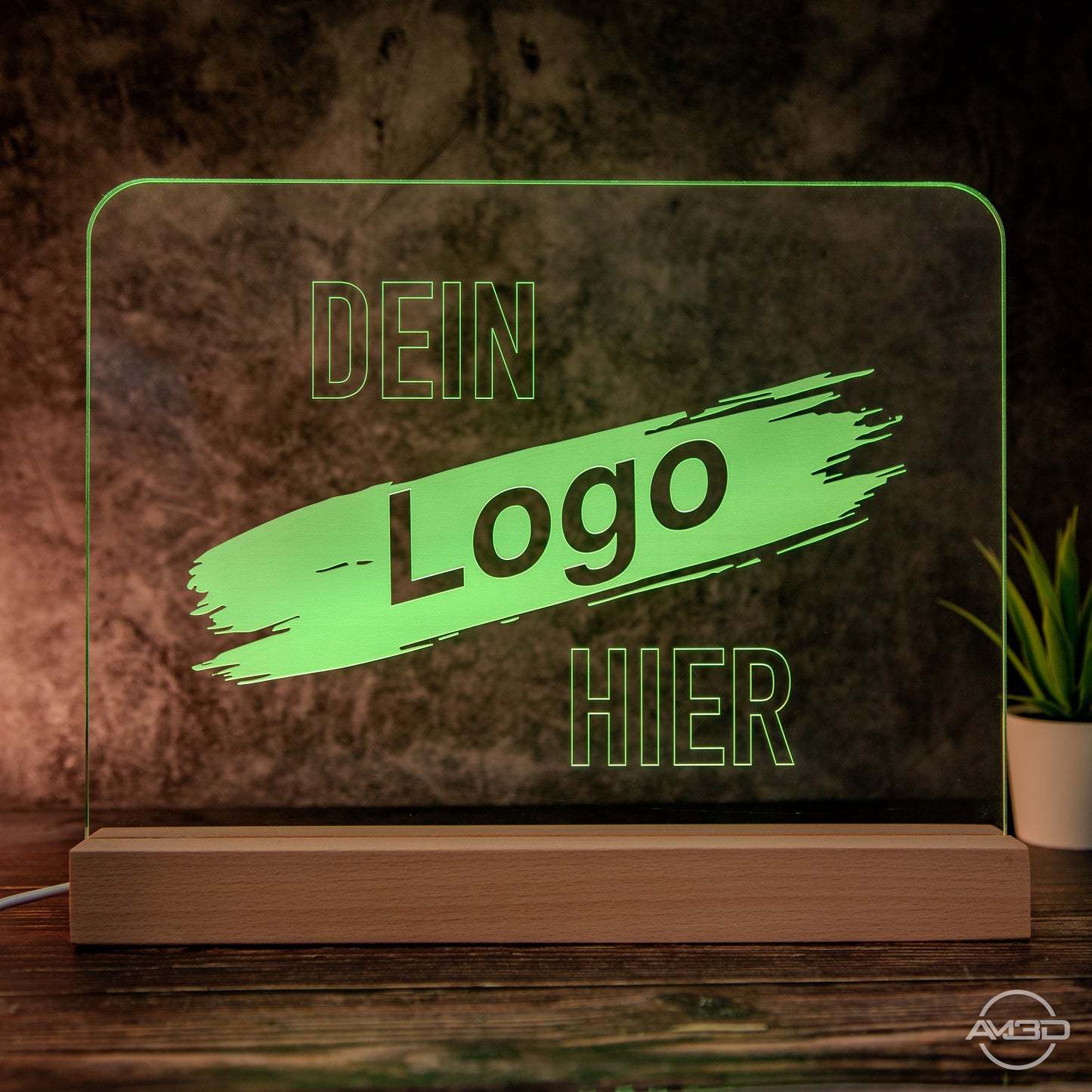 Dein Logo oder Motiv als XL LED Lampe aus Acryl 30cm breit